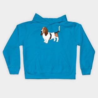 Basset hound dog cartoon illustration Kids Hoodie